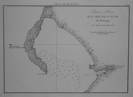 [NICARAGUA] Costa de Mosquitos - Puerto y boca del rio de S. Juan de Nicaragua.. DIRECCION de HIDROGRAFIA;