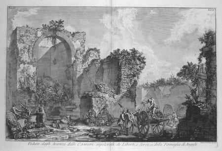  [ROME] Veduta degli avanzi delle camere sepolcrali dei liberti, e servi, ec. della famiglia di Augusto.. PIRANESI (Giovanni Battista);