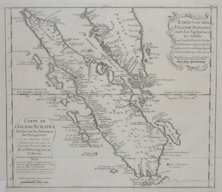  [SUMATRA] Carte de l'isle de Sumatra dressée sur les journaux des navigateurs et sur plusieurs cartes manuscrites qui sont au Dépôt des Plans de la ...