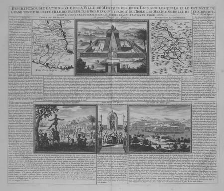  [MEXIQUE] Description, situation & vue de la ville de Mexique des deux lacs sur lesquels elle est b&acirc;tie, du grand temple de cette ville, des ...