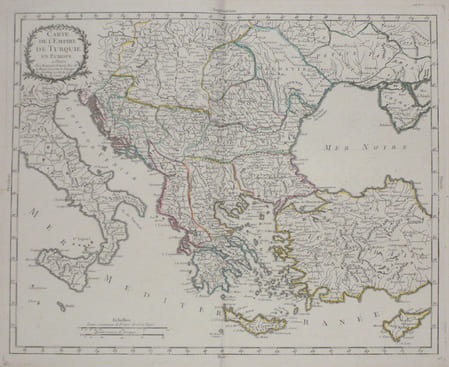  Carte de l'empire de Turquie en Europe.. BOURGOIN (Pierre);