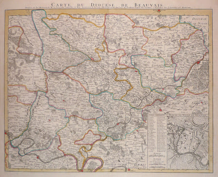  [BEAUVAIS] Carte du dioc&egrave;se de Beauvais.. L'ISLE (Guillaume de).