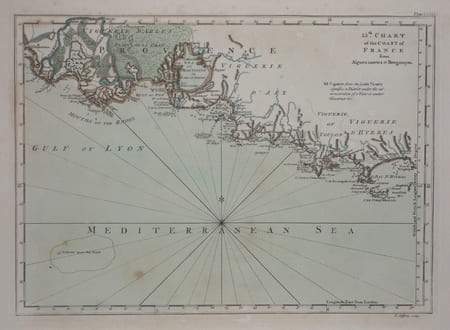 [PROVENCE] 15th chart of the coast of France from Aigues Mortes to Br&eacute;gan&ccedil;on.. JEFFERYS (Thomas).