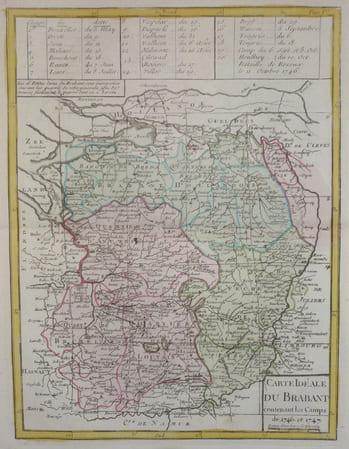  [PAYS-BAS/BRABANT] Carte id&eacute;ale du Brabant contenant les camps de 1746 et 1747.. LE ROUGE (Georges-Louis);