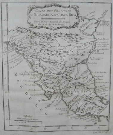  [NICARAGUA/COSTA RICA] Carte des provinces de Nicaragua et Costa Rica.. BELLIN (Jacques-Nicolas);