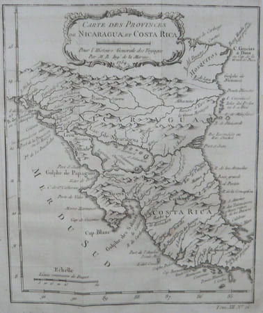  [NICARAGUA/COSTA RICA] Carte des provinces de Nicaragua et Costa Rica.. BELLIN (Jacques-Nicolas);