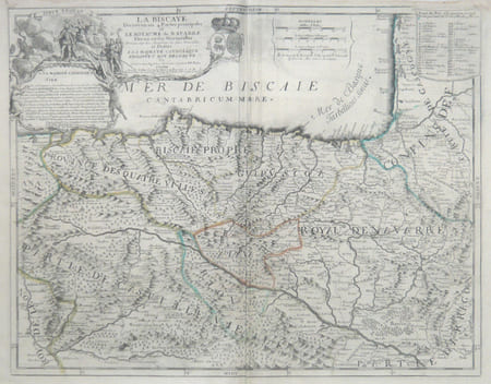  [PAYS BASQUE ESPAGNOL] La Biscaye divis&eacute;e en ses quatre parties principales et le royaume de Navarre divis&eacute; en ses merindades.. NOLIN ...