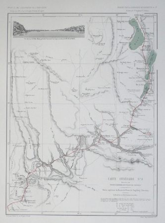  [YUNNAN] Carte itinéraire N 8. Partie supérieure du bassin du fleuve du Tong-King (Yun-nan).. GARNIER (Francis);