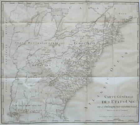 Carte g&eacute;n&eacute;rale des Etats-Unis de l'Am&eacute;rique septentrionale divis&eacute;e en ses 17 provinces.. CAPITAINE (Louis);