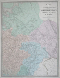 Carte de l'Europe orientale comprenant la Russie d'Europe, l'empire ottoman et la Grèce.