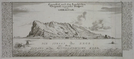  [GIBRALTAR] Eigendlich nach dem Londischen original vorgestelter Prospect von Gibraltar.. BODENEHR (Gabriel);