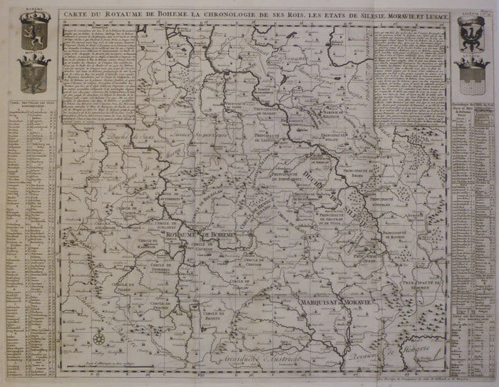  Carte du royaume de Boh&ecirc;me, la chronologie de ses rois, les &eacute;tats de Sil&eacute;sie, Moravie et Lusace.. CHATELAIN (Henry Abraham);