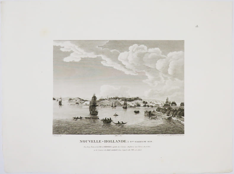 [SYDNEY] Nouvelle-Hollande : Nelle Galles du Sud. Vue d'une partie de la ville de Sydney capitale des colonies anglaises aux Terres Australes, et de ...