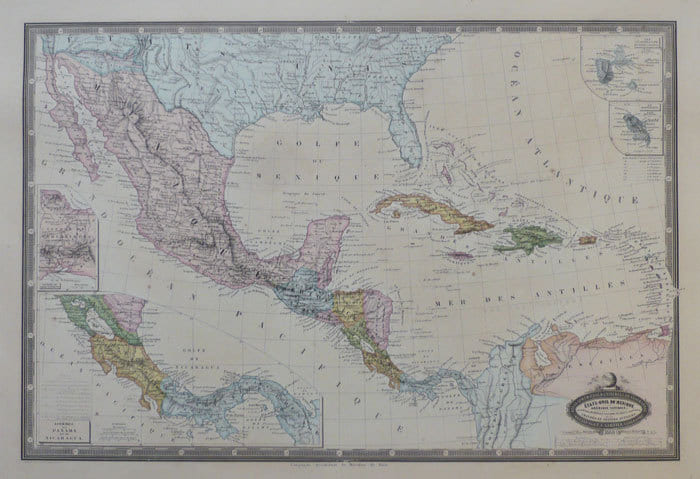  Etats-Unis du Mexique. Am&eacute;rique centrale, Guat&eacute;mala, Honduras, St. Salvador, Nicaragua, Costa-Rica, et les grandes et petites Antilles.. GARNIER ...