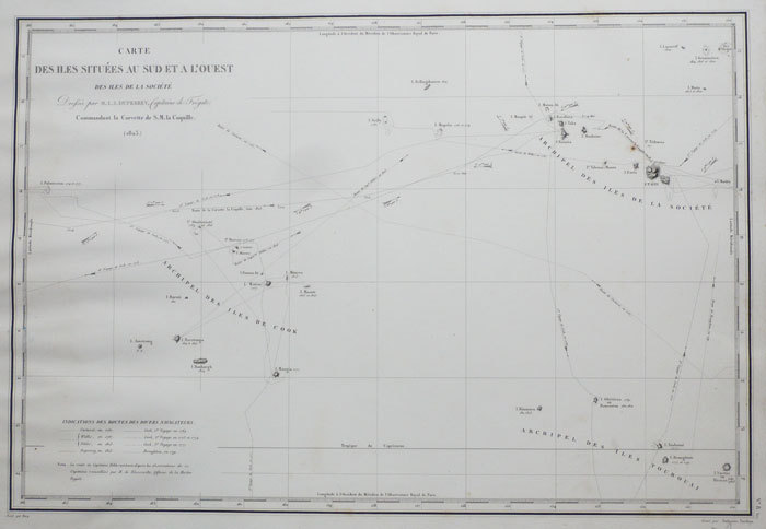 [POLYNESIE FRANCAISE] Carte des îles situées au sud et à l'ouest des îles de la Société.. DUPERREY (Louis-Isidore).