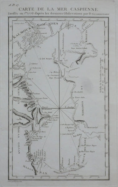  Carte de la mer Caspienne dress&eacute;e en 7bre 1776 d'apr&egrave;s les derni&egrave;res observations par D. Guldenstaedt.. TARDIEU (Pierre Fran&ccedil;ois).