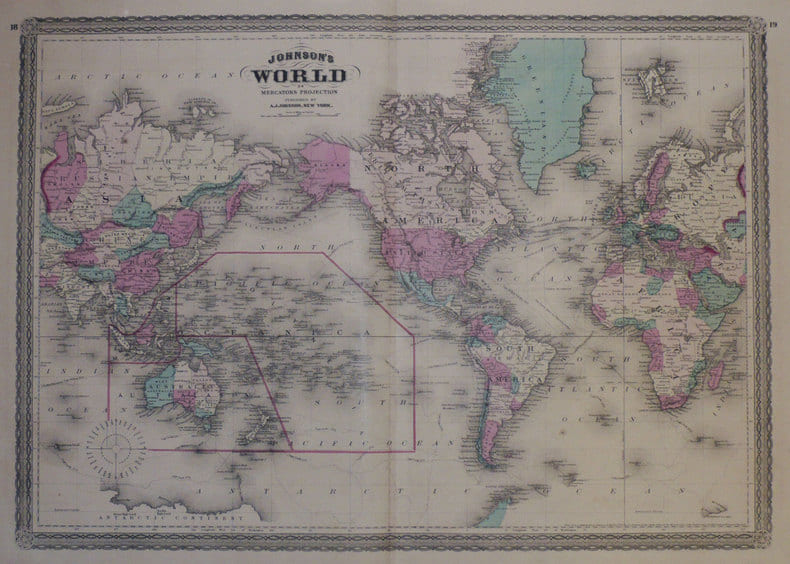  Johnson's World on Mercator's projection.. JOHNSON (Alvin Jewett);