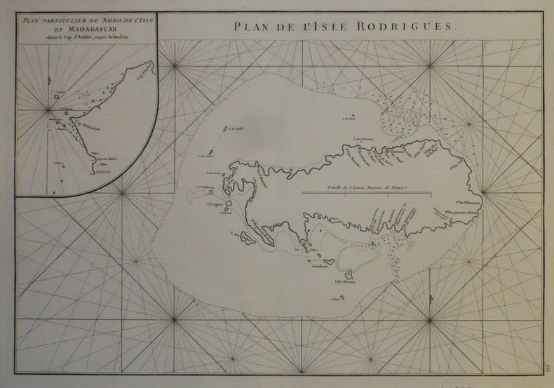  [ILE RODRIGUES] Plan de l'isle Rodrigues.. APRES de MANNEVILLETTE (Jean-Baptiste-Nicolas-Denis d').