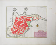  St. Malo ville de la Haute Bretagne, située dans l'isle St. Aaron, jointe à la terre ferme par un pont ou chaussée. par FER (Nicolas de).