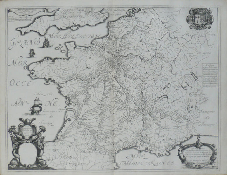 [ROUTES des POSTES] Carte g&eacute;ographicque des postes qui traversent la France.. SANSON d'ABBEVILLE (Nicolas) & TAVERNIER (Melchior).