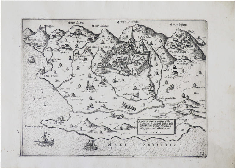  [MONTENEGRO/BAR] Antivari cita in confine della Dalmatia et Albania.. CAMOCIO (Giovanni Francesco).