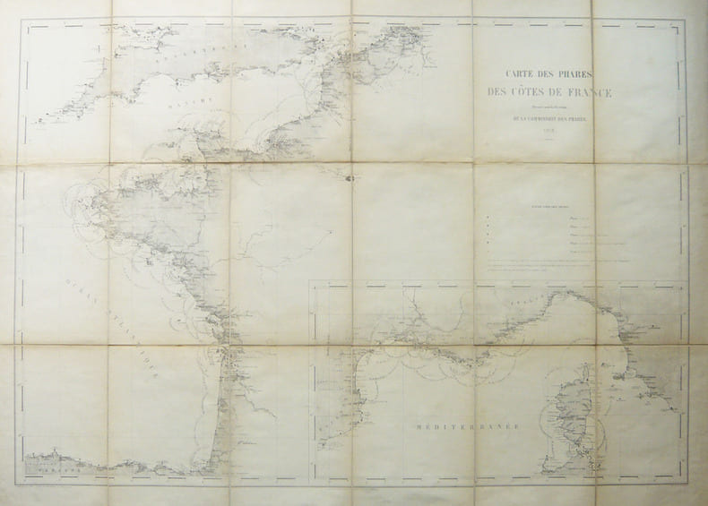  [PHARES] Carte des phares des c&ocirc;tes de France.. COMMISSION des PHARES;