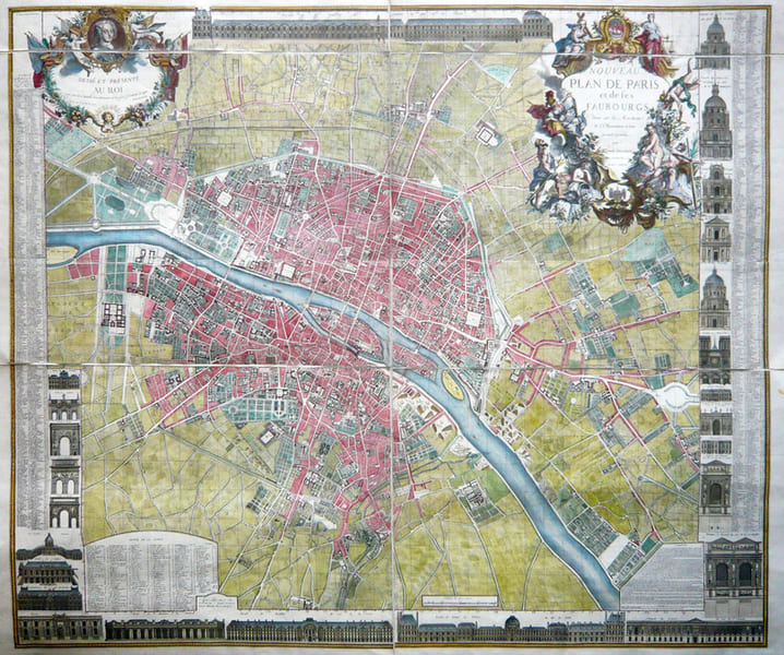  Nouveau plan de Paris et de ses faubourgs dress&eacute; sur la m&eacute;ridienne de l'Observatoire et lev&eacute; g&eacute;om&eacute;triquement par M. l'abb&eacute; Delagrive. . DELAGRIVE ...