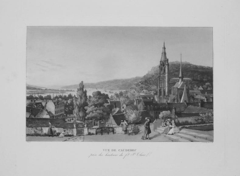  [CAUDEBEC] Vue de Caudebec prise des hauteurs du fg. St. Claire.. GARNERAY (Louis Ambroise);