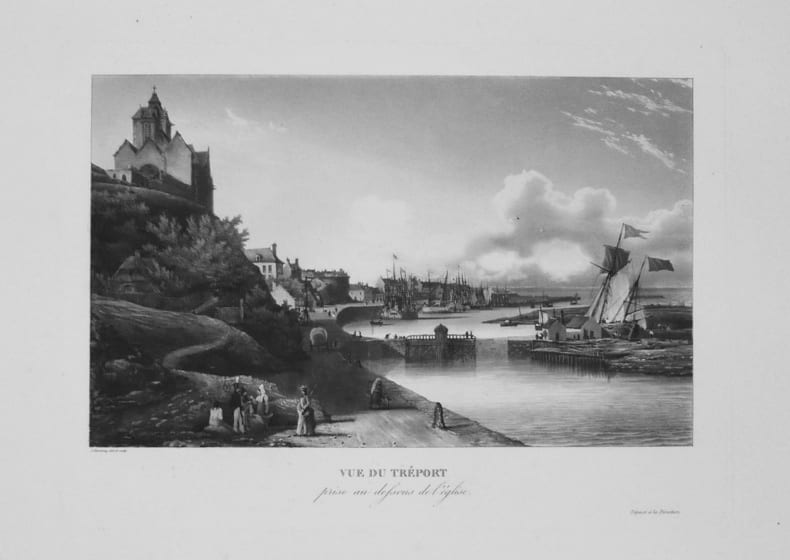  [LE TREPORT] Vue du Tr&eacute;port prise au dessous de l'&eacute;glise.. GARNERAY (Louis Ambroise);