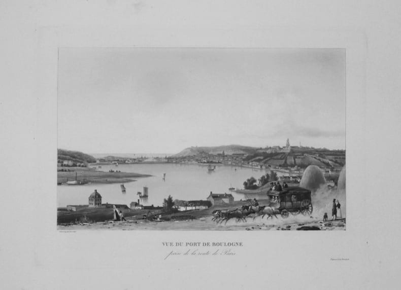  [BOULOGNE-sur-MER] Vue du port de Boulogne prise de la route de Paris.. GARNERAY (Louis Ambroise);