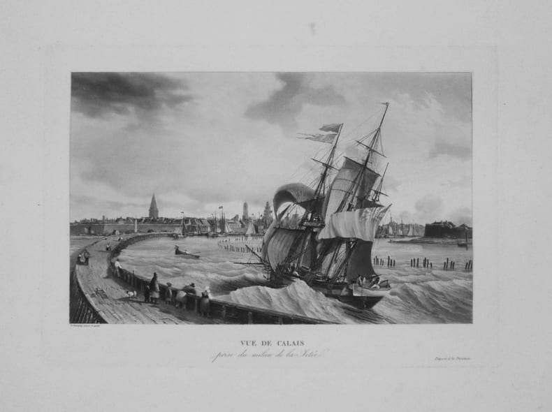  [CALAIS] Vue de Calais prise du milieu de la jet&eacute;e.. GARNERAY (Louis Ambroise);