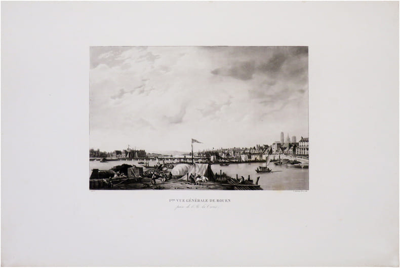  [ROUEN] 1&egrave;re Vue g&eacute;n&eacute;rale de Rouen prise de l'&icirc;le la Croix.. GARNERAY (Louis Ambroise).
