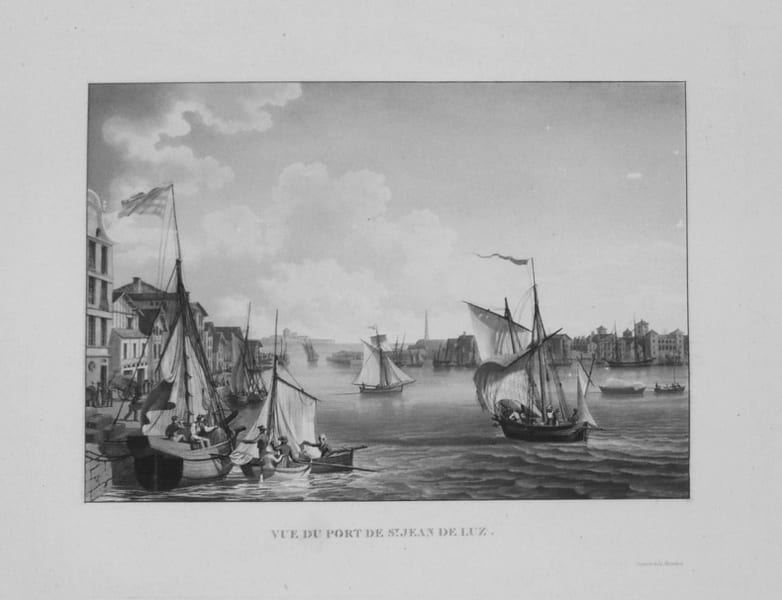  [SAINT-JEAN-de-LUZ] Vue du port de St. Jean de Luz.. GARNERAY (Louis Ambroise);