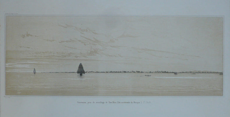  [MEXIQUE] Panorama, pris du mouillage de San Blas (c&ocirc;te occidentale du Mexique).. DU PETIT-THOUARS (Louis-Marie Aubert).