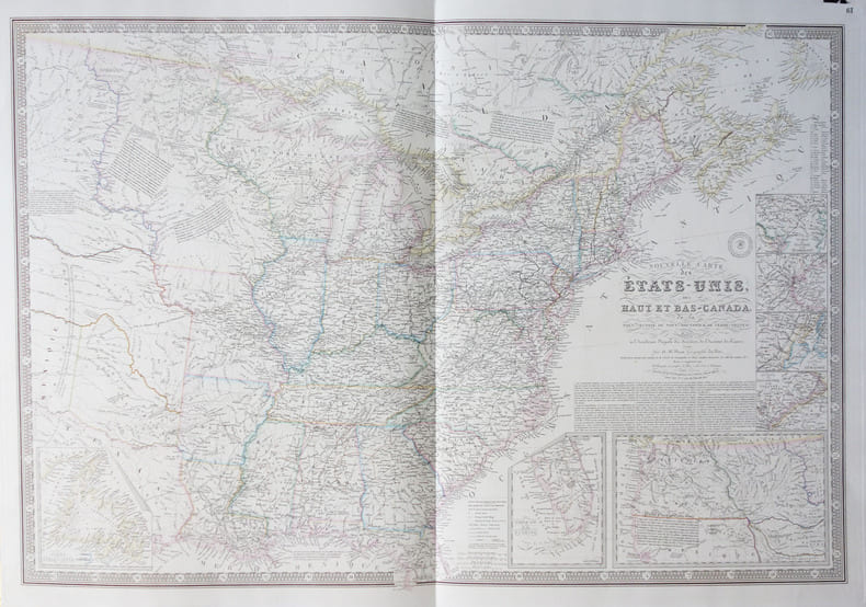 Nouvelle carte des Etats-Unis, des haut et bas-Canada, de la Nouv.le-Ecosse, du Nouv.au Brunswick, de Terre-Neuve &a.. BRUE (Adrien Hubert);