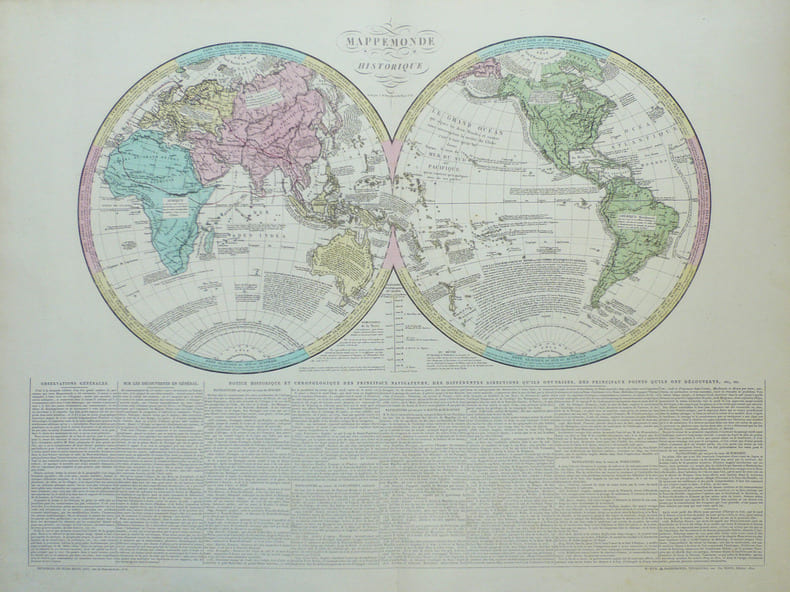  Mappemonde historique.. LE SAGE (A., comte de Las Cases).
