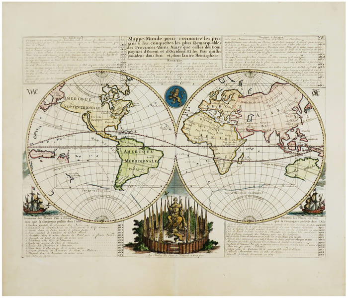  Mappe-monde pour connoitre les progr&egrave;s & les conquestes les plus remarquables des Provinces-Unies, ainsy que celles des Compagnies d'Orient et ...