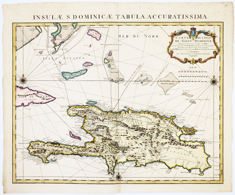  [SAINT-DOMINGUE] Carte de l'isle de Saint Domingue dressée en 1722 pour l'usage du roy sur les mémoires de Mr. Frézier.. L'ISLE (Guillaume de).