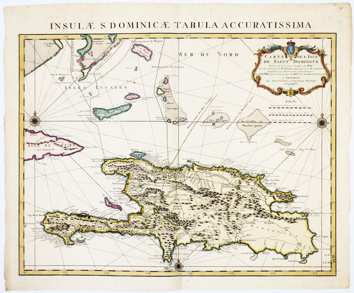  [SAINT-DOMINGUE] Carte de l'isle de Saint Domingue dress&eacute;e en 1722 pour l'usage du roy sur les m&eacute;moires de Mr. Fr&eacute;zier.. L'ISLE (Guillaume de).