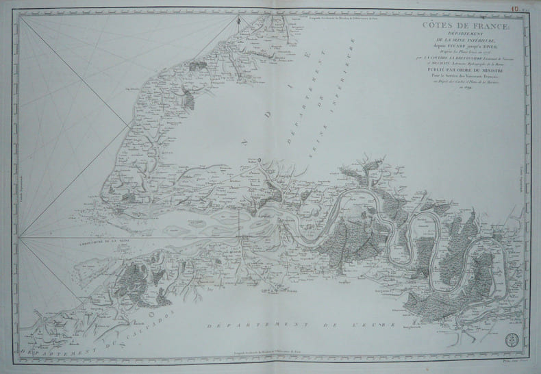  [HAUTE-NORMANDIE] C&ocirc;tes de France : D&eacute;partement de la Seine Inf&eacute;rieure, depuis F&eacute;camp jusqu'&agrave; Dives.. DEPOT des CARTES et PLANS de la MARINE.