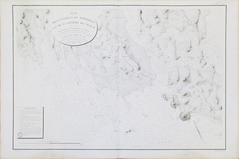 [GOLFE du MORBIHAN] Plan des entrées du Morbihan et de la rivière de Crac'h.. BEAUTEMPS-BEAUPRÉ (Charles-François) & DEPOT-GENERAL DE LA MARINE.