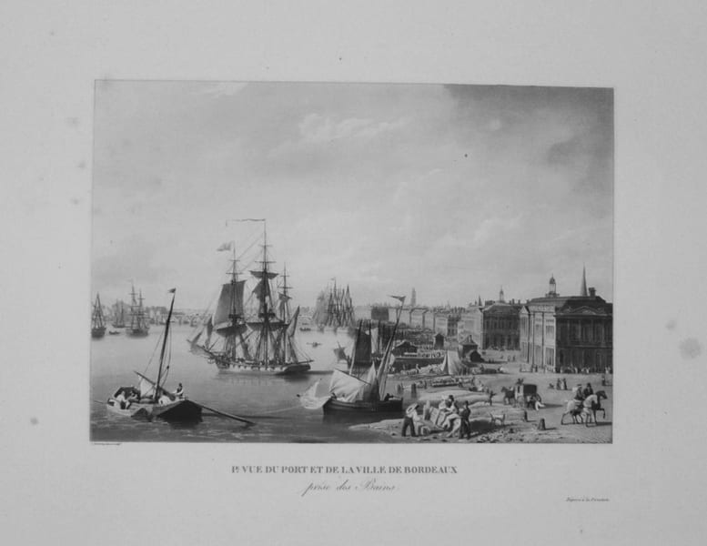  [BORDEAUX] 1&egrave;re Vue du port et de la ville de Bordeaux prise des Bains.. GARNERAY (Louis Ambroise).