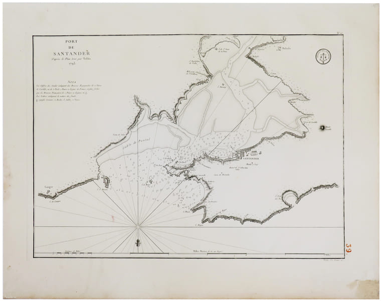 [PAYS BASQUE] Port de Santander d'apr&egrave;s le plan lev&eacute; par Tofi&ntilde;o. 1793.. TOFI&Ntilde;O de SAN MIGUEL (Don Vicente).