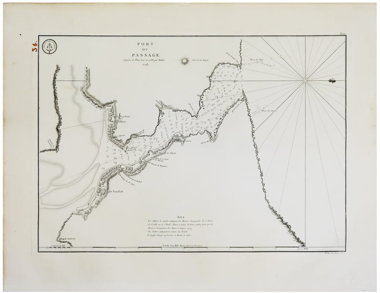  [PAYS BASQUE] Port du Passage d'apr&egrave;s le plan lev&eacute; en 1788 par Tofi&ntilde;o. 1793.. TOFI&Ntilde;O de SAN MIGUEL (Don Vicente).