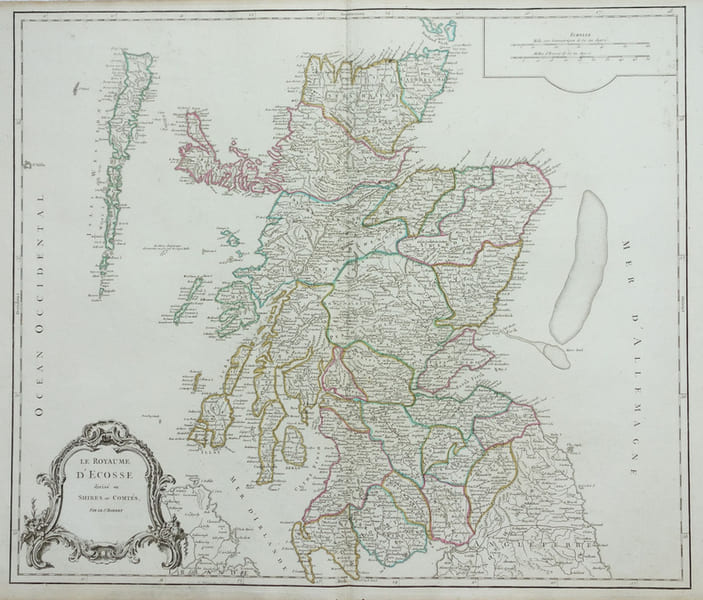  [ECOSSE] Le Royaume d'Ecosse divis&eacute; en shires ou comt&eacute;s.. ROBERT de VAUGONDY (Didier).