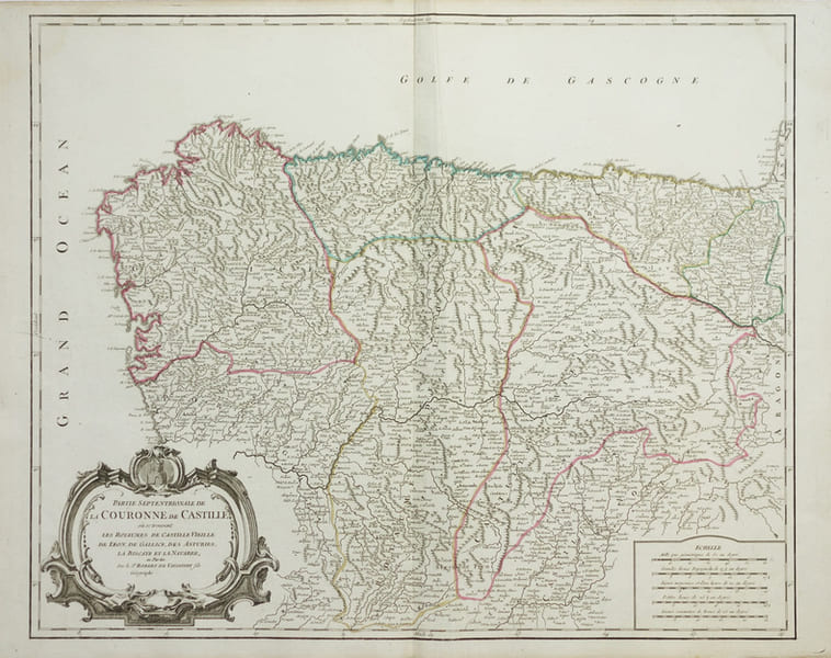  [GALICE/PAYS BASQUE] Partie septentrionale de la couronne de Castille o&ugrave; se trouvent les royaumes de Castille Vieille, de L&eacute;on, de Gallice, des ...