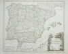  Carte des royaumes d'Espagne et de Portugal dans laquelle sont tracées les routes des postes.. ROBERT de VAUGONDY (Didier).