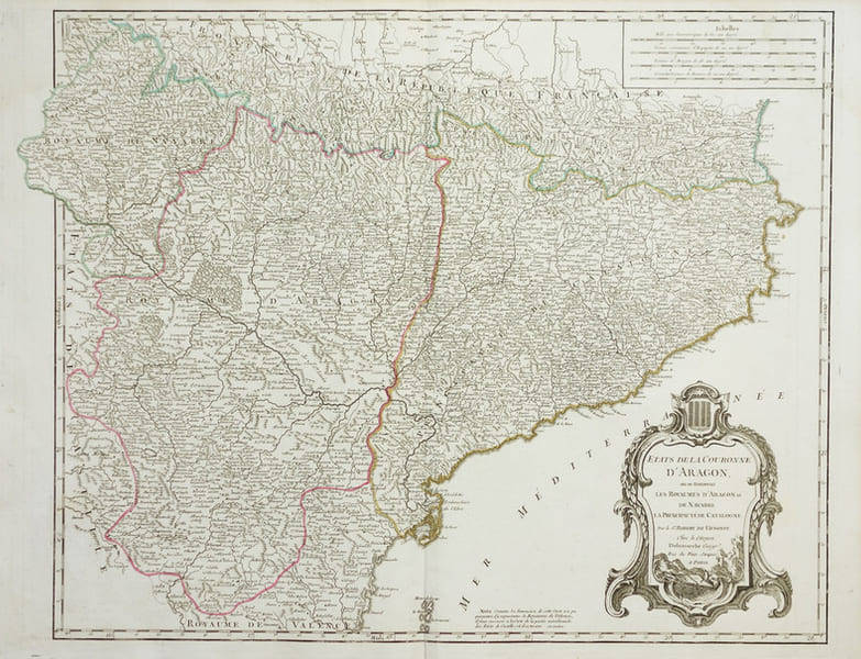  [CATALOGNE] Etats de la couronne d'Aragon, o&ugrave; se trouvent les royaumes d'Aragon et de Navarre, la principaut&eacute; de Catalogne.. ROBERT de VAUGONDY ...