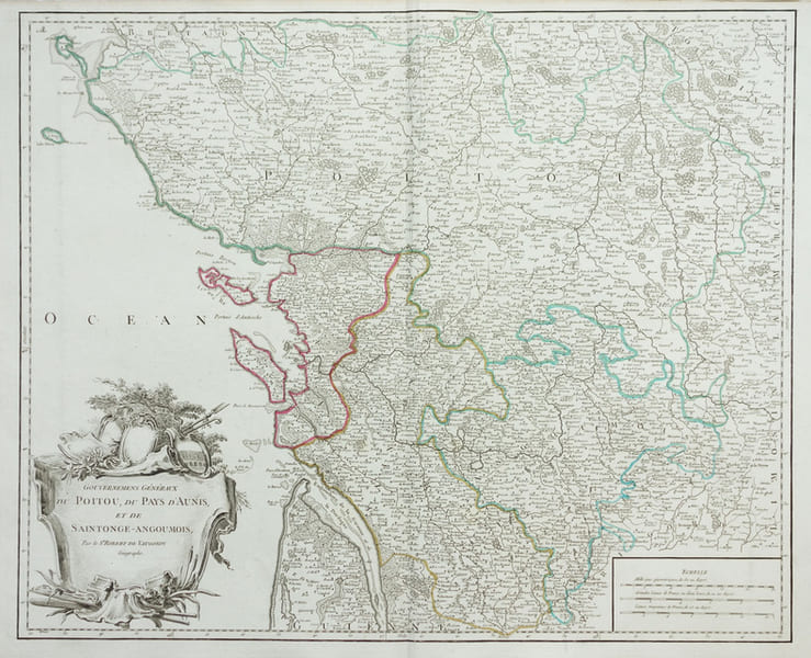  [POITOU] Gouvernemens g&eacute;n&eacute;raux du Poitou, du pays d'Aunis, et de Saintonge-Angoumois.. ROBERT de VAUGONDY (Didier).