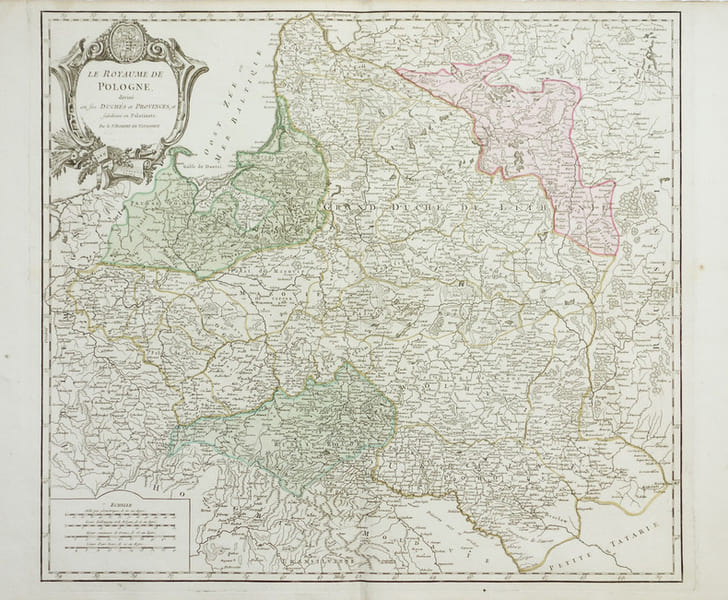  Le Royaume de Pologne, divis&eacute; en ses duch&eacute;s et provinces, et subdivis&eacute; en palatinats.. ROBERT de VAUGONDY (Didier).